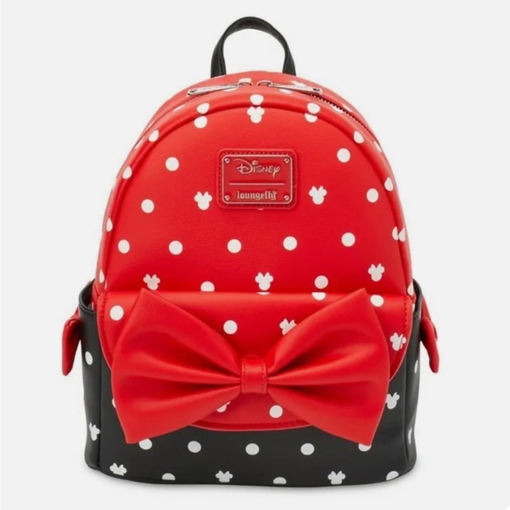 EUC Red and Black Polka Dot Minnie Mouse Bow Loungefly